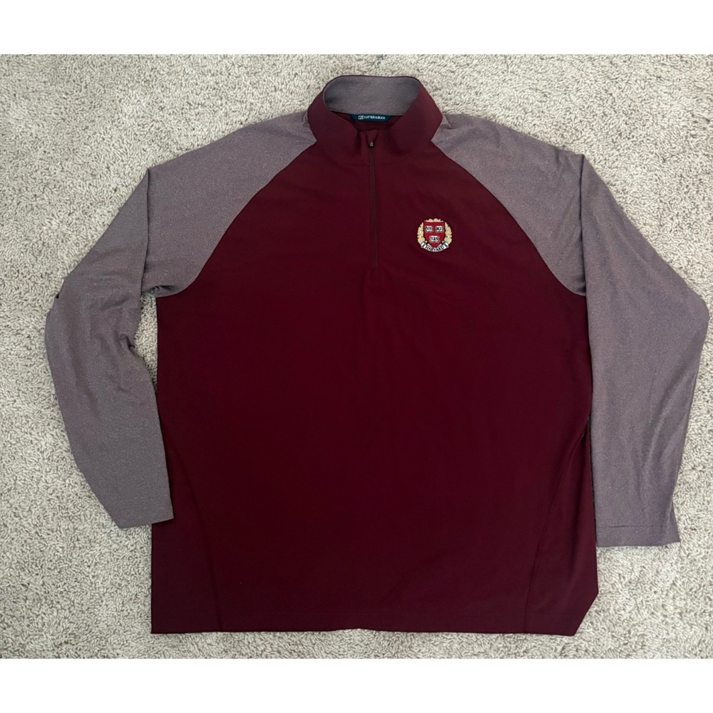 Cutter & Buck Burgundy and Heather Gray Harvard Men’s Pullover Size L NWOT
